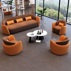 High-End Luxury Fabric Sofa for Living Room Hotel Office with Sponge Filling for Business Negotiation Rest Area Reception Chair