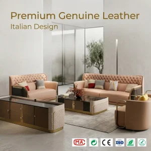 High End Luxury Italian Leather Sofa Set Modern Living Room Furniture Modular Sectional Couch 1+2+3 Seater for Villa Hotel