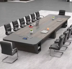 High End Luxury Modern Wooden Meeting Table Chair Set for School Meeting Room Reception Desk Wood Panel Style
