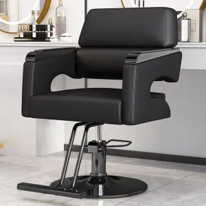 High End Luxury Salon Hairdressing Chair Black PU Leather Adjustable Barber Chair for Hair Salon