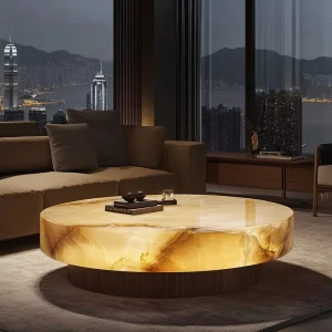 High-End Medieval-Style Marble Illuminated Coffee Table Countertops Vanity Tops Living Room Table Tops Dining Table Modern Home