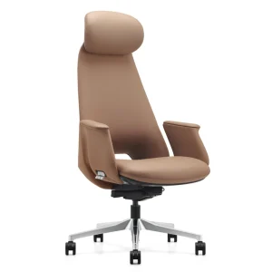 High End Modern Leather Executive Swivel Office Chair with Metal Base Customizable Color & Design for Living Room Use