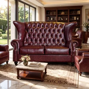 High End Modern Microfiber Leather Chesterfield Sofa Two Seat Living Room Furniture for Apartment Villa Boutique Hotel