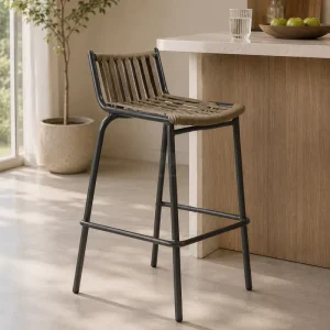 High End Modern Minimalism Metal Bar Chair Leisure Rope Garden Bar Stool for Kitchen Restaurant Outdoor Use