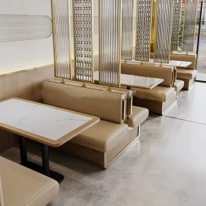 High End Modern Solid Wood Stainless Steel Restaurant Dining Table Chair Set Commercial Use