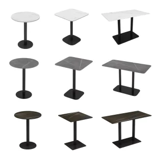 High End OEM Artificial Stone Slate Cafe Shop Bar Pub Furniture Set Fast Food Restaurant Dining Table