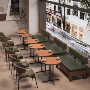 High End Solid Wood Milk Tea Shop Restaurant Café Booth Sofa Table and Chair Combination Commercial Dining Table and Chairs