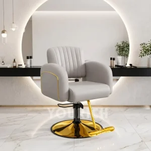 High End Stainless Steel Barber Chair with Leather Seat Adjustable Height & Footrest Modern Design for Salons and Barber Shops
