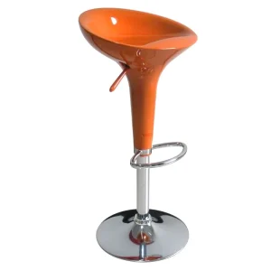 High Gloss Bar Stool Bowl Seat Chrome Base Ring Footrest Height Adjustable 360 Swivel Minimalist for Kitchen Pub Counter