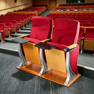 High Grade Opera House Theater Auditorium Seats Ergonomic Red Fabric Auditorium Chair with Writing Desk