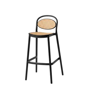 High Leg Rattan Woven Modern Stackable Plastic Bar Stool for Home Bar and Hotel Outdoor Use