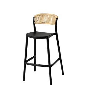 High Outdoor bar Stool European Style Nordic Plastic Bar Chair with Backrest