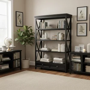 High Quaintly Simple Design Solid Wood Home Office Modern Bookshelf with 3 Shelves