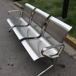 High Quality 3 Seater Gray Stainless Steel Eco Friendly Outdoor Airport Chair Public Waiting Bench Terminal Hospital Office