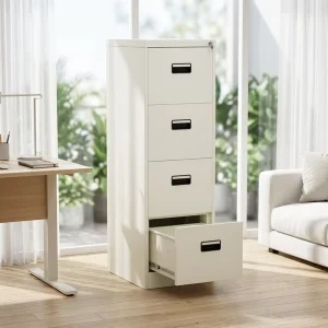 High Quality 4 Drawer Metal Vertical Filing Cabinet Steel Drawers Storage Cabinet with Central Locking for Office or Workshop