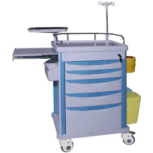 High Quality ABS Hospital Furniture Nurse Emergency Room Trolley with Wheels Customized Logo Multi-Function for Medical Devices