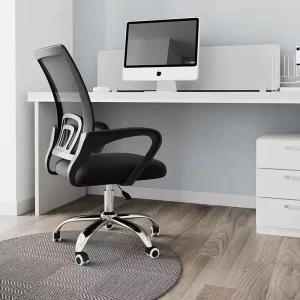 High Quality Back Breathable Fabric Seat Adjustable Height Chrome Base Roller Wheels Adjustable Mesh Office Chair
