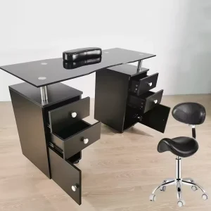 High Quality Beauty Salon Glass Material Nail Manicure Table with Chair