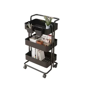 High Quality Carbon Steel 45KG Capacity Folding 3 Tier Trolley Eyelash Extension Storage Organizer Portable Utility Cart