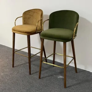 High Quality Commercial Furniture Bar Stool Modern Solid Wood Leg Bar Chairs