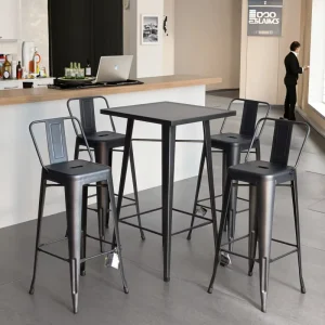 High Quality Commercial Industrial Furniture Dining Cafe Restaurant Bistro Metal Iron High Back Rest Tolix Bar Stool Chair