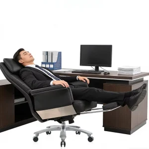 High Quality Design High Back Leather Swivel Adjustable Boss Chair with Ottoman Deluxe Executive Desk Chair Set
