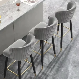 High Quality Dining Restaurant Furniture Gold Metal Outdoor High Velvet bar Stool for Kitchen