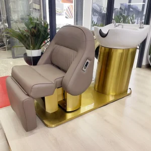 High Quality Electric Shampoo Chair Ceramic Basin Stainless Steel Hair Washing Chair Customizable Salon Furniture with Recline