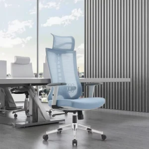 High Quality Executive Mesh Swivel Height Adjustable High Backrest Ergonomic Office Chair Steel Base Fixed Armrest for