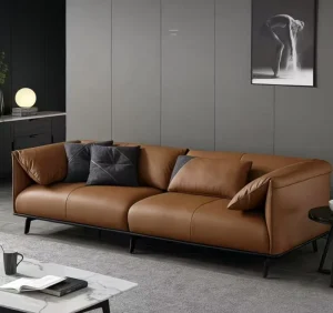 High Quality Genuine Leather Three Seat Modern European Design Durable Eco Friendly Sectional Sofa Set for Living Room Apartment