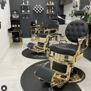High Quality Gold Frame Barber Chair Man Barbershop Chairs for Hair Salon Barber Equipment