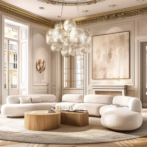 High Quality High End Luxury Indoor Furniture Living Room Sofa Fabric Circle Interior Sofa
