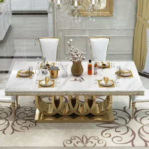High Quality Home Dining Table Marble Top Stainless Steel Living Room Dining Table Luxury Design Dining Table