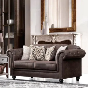 High Quality Hotel Living Room Furniture American Fabric Couch Living Room Minimalist Fashion Dark Color Sofa Set