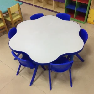 High Quality Kindergarten Furniture Wooden Student Tables Kids Dining Table and Plastic Chair Set Child Table for Nursery
