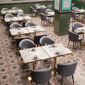 High Quality Leather Dining Chair with Tables Modern Restaurant Furniture Luxury Dining Chair Sets for Cafe Hotel Restaurant