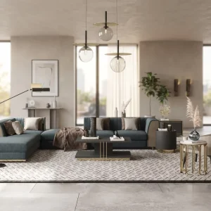High Quality Living Room Sofa Fabric Modern Furniture Hotel Lobby Villa Luxury L shaped Sectional Couch Sofa Set