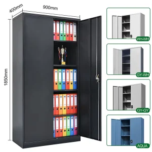 High Quality Lockable 2 Door Metal Storage File Cabinet Adjustable Shelves Steel Office Furniture Filing Cabinets