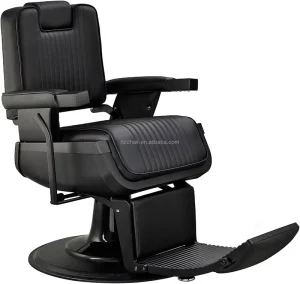 High Quality Luxury Modern Black Synthetic Leather Barber Shop Men Reclining Barber Chair for Salon Spa Use