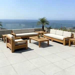 High Quality Luxury Modern Outdoor Teak Sectional Sofa Set for Courtyard & Park Use