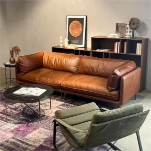 High Quality Modern Comfortable Office Sofas Customizable Leather Sofas Solid Wood Frame Various Colors for Home Office Hotel