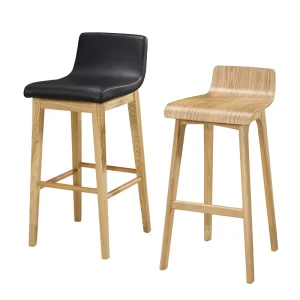 High Quality Modern Design Steady Wooden Bar Stools with Backrest and Comfortable Seat for Bar Pub Cafe Kitchen Counter