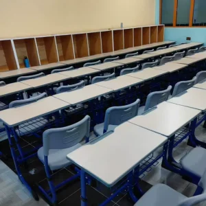 High Quality Modern Design Steel School Classroom Furniture Height Adjustable Commercial Student Desk Chair Set for Institutions