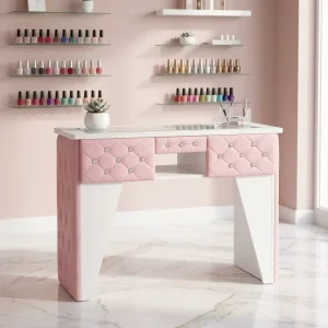 High Quality Modern Glass Manicure Nail Table 3 Drawers Leather Hand Rest Desk 1 Year Warranty for Nail
