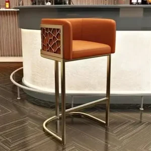 High Quality Modern Industrial Metal Bar Chair Leather Fabric High Bar Stool Chair with Honeycomb Back