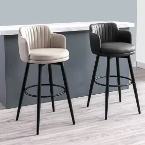 High Quality Modern Kitchen Island Pub 75CM Swivel Counter Height Stools Metal Leg Bar Chair for Dining Room Hotel Coffee Shop