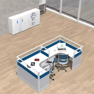 High Quality Modern Modular Cubicle Desk 2 Person Glass Office Furniture Workstation