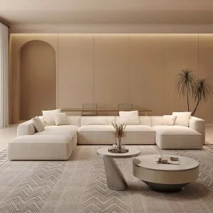 High Quality Modern Modular Sofa Set Furniture Modern Italian Style White Fabric Sectional Living Room Sofas
