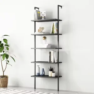 High Quality Modern Steel Ladder Shelving Unit Metal Bookcase Wall Mounted Design 4 Layer Steel Tube Display Home Office Powder