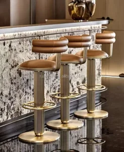 High Quality Modern Velvet Leather Bar Stool with Stainless Steel for Home Mall Hotels Dining Bedrooms Durable Commercial Use